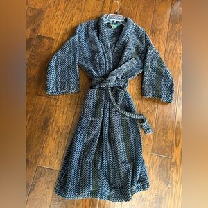 VTG Colours by Alexander Julian Thick Cotton Terry Cloth Robe Blue Chevron